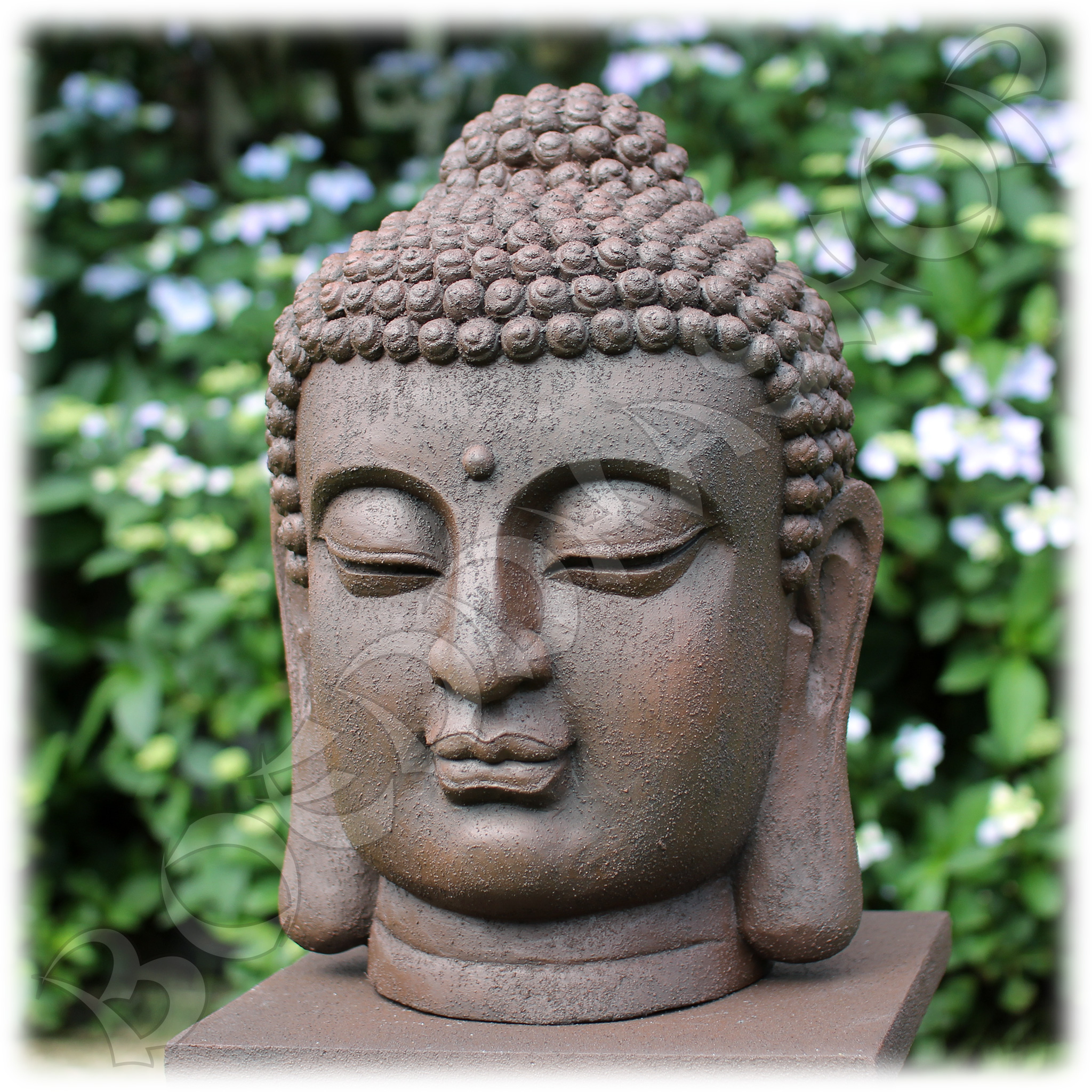 Ontwapening Bomen planten Zilver Tuinbeeld Boeddha hoofd M rustiek | Boeddhashop