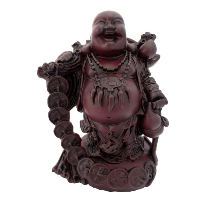 Happy Boeddha met munten rood