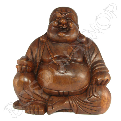 krater versneller geestelijke Grote houten Happy Boeddha | Boeddhashop