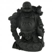 Happy Boeddha met munten zwart