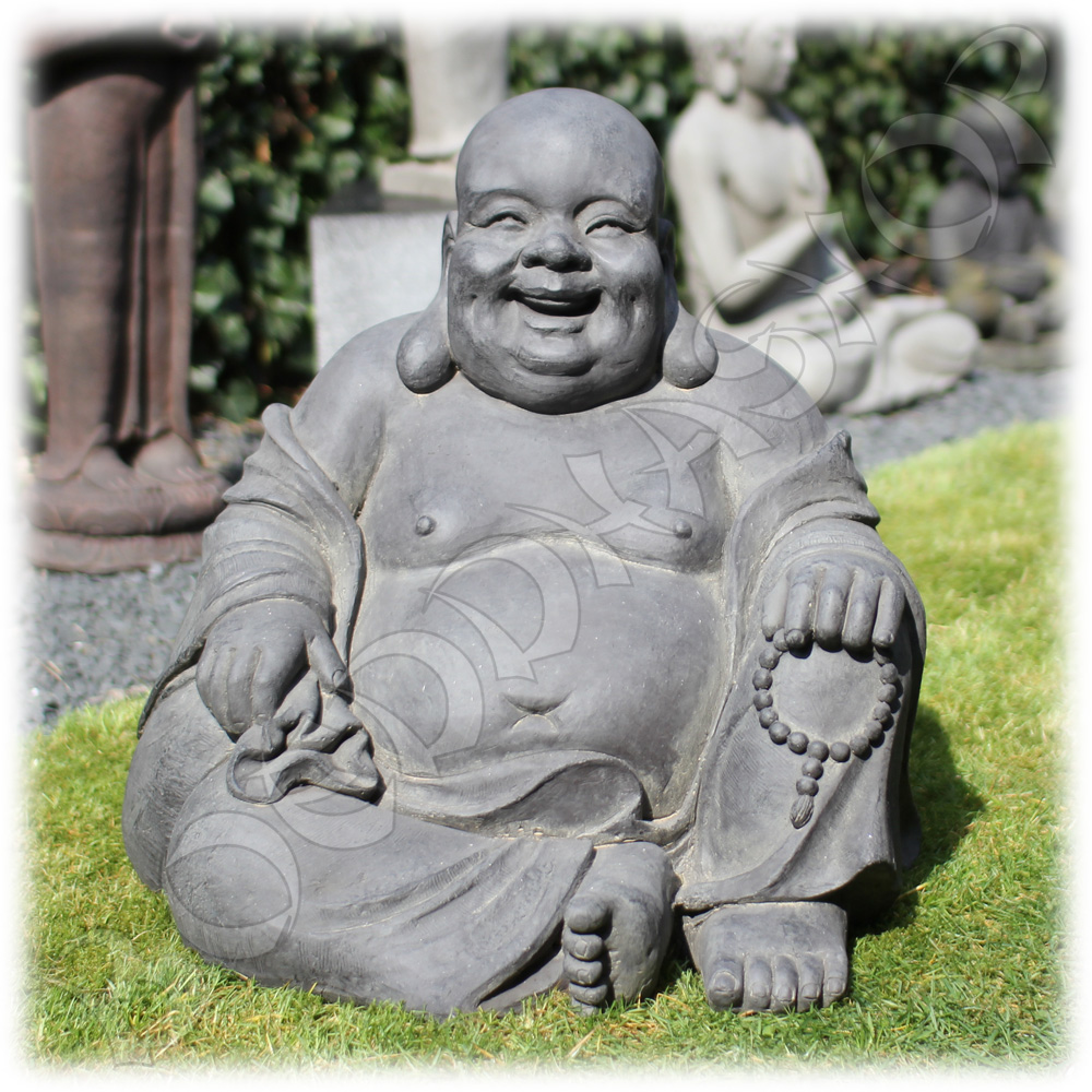 ontploffing Interactie pols Tuinbeeld Happy Boeddha donker XL | Boeddhashop